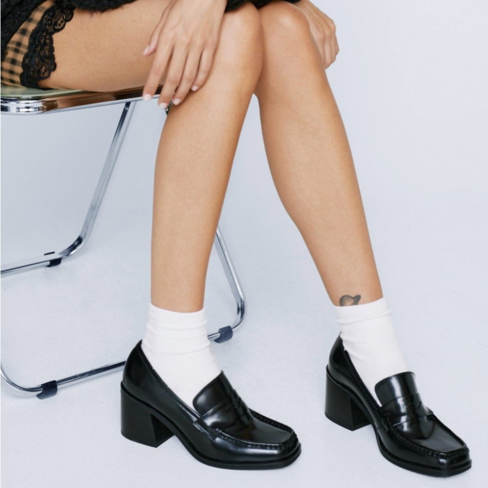 Nasty Gal Premium Leather Black Loafers